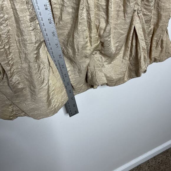 BCBG Max Azria Party Dress 6 Gold Silk Blend Metallic Sequin Waist Balloon Hem - Picture 4 of 12